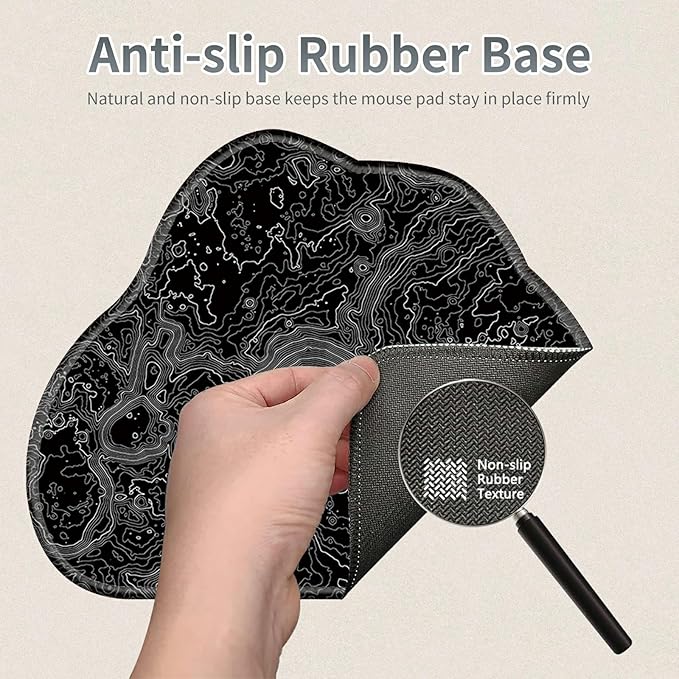 Cute Mouse Pad Plus 1 Coaster, Small Gaming Mouse Mat 11.8 x 9.45 inches, Travel Mouse Pads with Durable Stitched Edges Non-Slip Base, Lunar Surface Decor Mousepad for Office Home