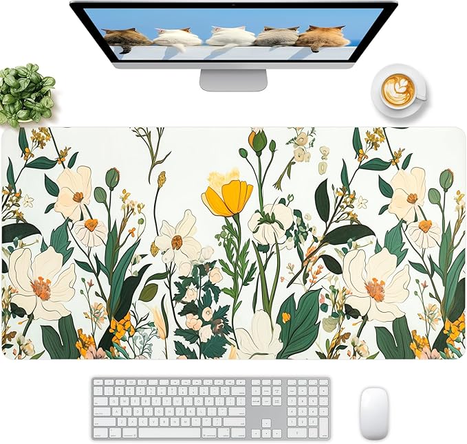 Large Desk Mat, Desk Matt for Desktop, Leather Mouse Pad, Waterproof Large Keyboard Pad, Anti-Slip Computer mat, Keyboard and Mousepad for Women Office Decor (35.4"x16.9")