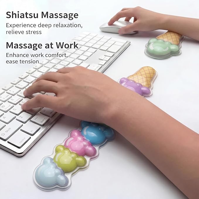Cute Ergonomic Gel Jelly Wrist Rest for Office & Gaming, Support to Relieve Wrist Fatigue, Non-Slip Gel Pad for All-Day Typing Comfort, Won’t Flatten or Lose Shape After Long-Term Use