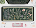 Deep Green Retro Desk Pad, Plant Flower Mouse Pad XXL, Large Gaming Mouse Mat, Laptop Pad, Desktop Protective Pad, Computer Mats with Stitched Edges, Women Office Desk Accessory 31.5"X15.7"