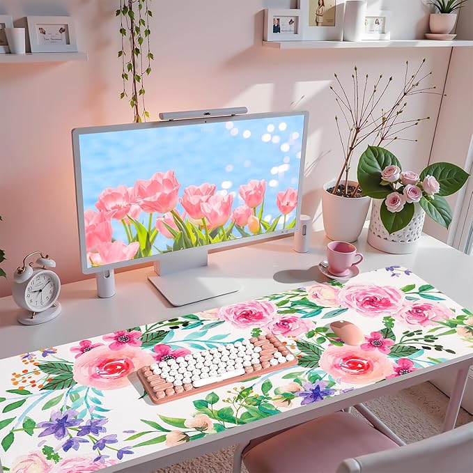 Long Desk Mat, Large Mouse Pad for Desk, Women Girls Waterproof Large Keyboard Pad, Cute Computer Mat for Office Work/Home/Decor/Desktop Accessories (47.2"x16.9")