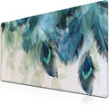 Gaming Mouse Pad Navy Desk Mat Large Desk Pads Mens Office Accessories Pad for Table Non-Slip Rubber Base Waterproof with Stitched Edges 35.4" X 15.7" for Game Office, Peacock Feather