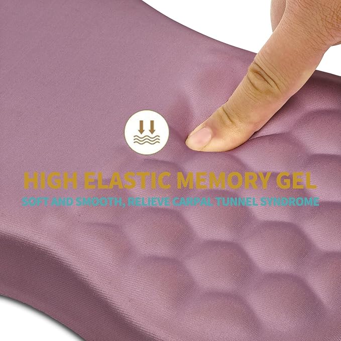 Hokafenle Ergonomic Mouse Pad Wrist Support with Massage Design, Wrist Rest Mousepad with Memory Foam&Non-Slip PU Base, Mouse Pads for Wireless Mouse & Desk (12x8 inch,Dark Pink)