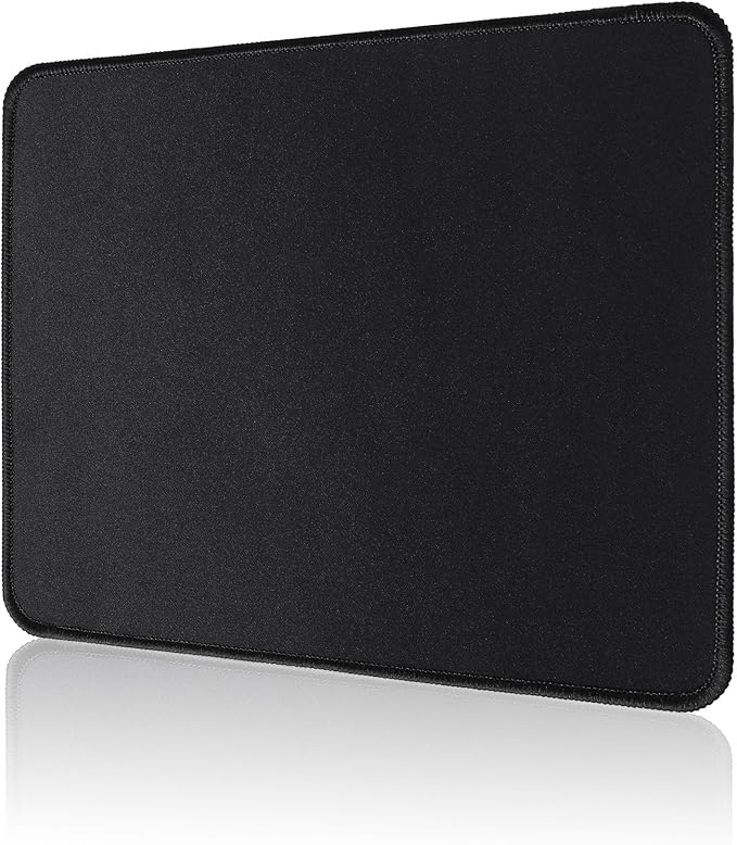ALOANES Mouse Pad with Stitched Edge, Non-Slip Rubber Base Mouse Mat for Laptop& Computer, Small Mouse Pad for Gamer, Office & Home, Black Square Mousepad 9.8''x 8.3''x 0.08''