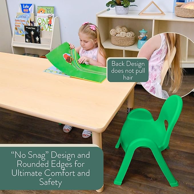 Angeles Value Stack 5" Child Chair, Shamrock Green, 4 Pack, Stackable Ergonomic Seating Solution for Classrooms and Homeschools