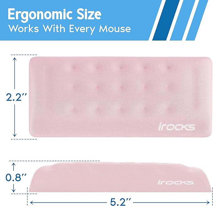 I-Rocks Memory Foam Mouse Wrist Rest - Pain-Reducing Support With Non-Slip Rubber Base - Cooling Comfort for Long Hours of Work, Studying, Gaming