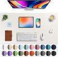 Aothia Faux Leather Desk Mat - Large Mouse Pad, Non-Slip PU Leather Blotter, Waterproof Writing Surface for Office and Home (Off-White, 40" x 24")