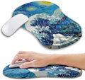 Ergonomic Mouse Pad Wrist Support with Memory Foam Massage Bulge, Carpal Tunnel Mousepad Wrist Rest for Mouse(12x8 inch, Wave Starry)