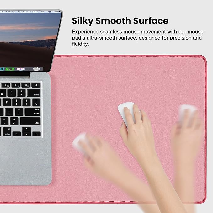 ALOANES Waterproof Mouse Pad with Durable Stitched Edge, Large Gaming Keyboard Pad, Non-Slip Rubber Base Mouse Mat, Extended Desk pad for Gamer, Office & Home, Dark Rose Mousepad 27.6"x11.8"x0.12"