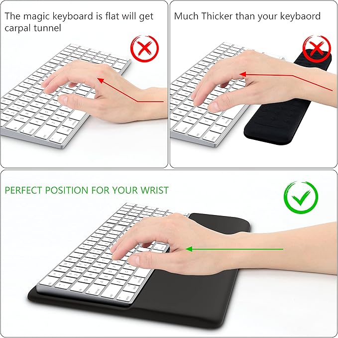 HONKID Keyboard Wrist Rest for Magic Keyboard 2 with Numeric Keypad(MQ052LL/A, A1843) and Magic Keyboard with Touch ID(‎MK2C3LL/A), Slim Keyboard Wrist Rest Relieve Pain & Fatigue
