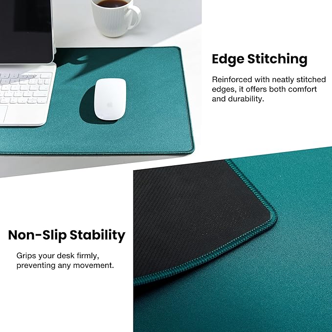 ALOANES Waterproof Mouse Pad, XL Gaming Keyboard Pad with Anti-Slip Base, Grain Jacquard Surface, Extend Desk pad for Gamer, Office & Home, Green Mousepad 31.5"x 11.8"x 0.12"