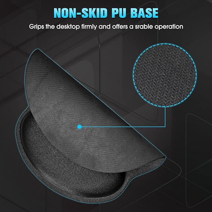 Yunsailing 8 Pack Ergonomic Mouse Pad with Wrist Rest Support Gel Memory Foam Mousepad Comfortable Computer Pad for Wrist Support (Black)