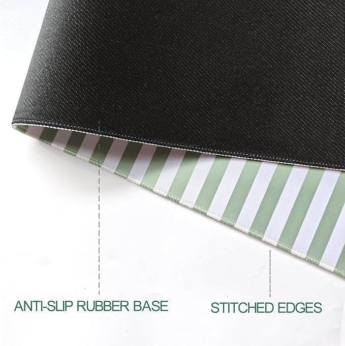 Sage Green Striped Desk Mat Cute Pastel XXL Large Gaming Mouse Pad Desk Pad Kawaii Aesthetic Home Office Decor Cozy Keyboard Laptop Computer Mat