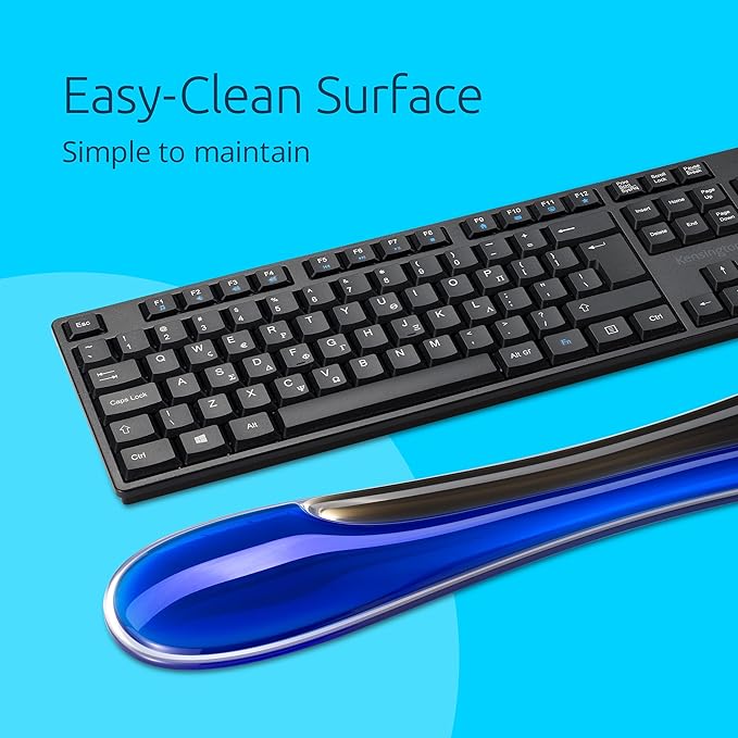 Kensington Slim Duo Gel Wrist Rest for Low Profile Keyboard, Wrist Pad for Keyboard, Ergonomic Wrist Pad for Computer, Non-Skid Computer Pad with Wrist Support, Blue K62441WW, 19" x 3.7"x 0.7”