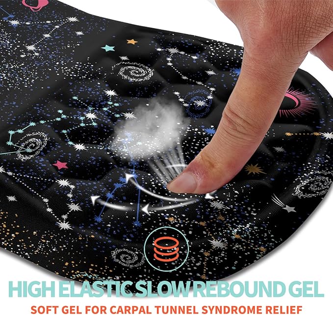 Ergonomic Mouse Pad Wrist Support with Memory Foam Massage Bulge, Carpal Tunnel Mousepad Wrist Rest for Mouse(12x8 inch, Galaxy)