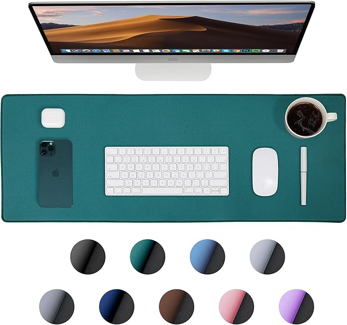 ALOANES Waterproof Mouse Pad, XL Gaming Keyboard Pad with Anti-Slip Base, Grain Jacquard Surface, Extend Desk pad for Gamer, Office & Home, Green Mousepad 31.5"x 11.8"x 0.12"