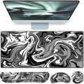 Desk Mat Black, Large Gaming Mouse Pad with Wrist Rest, 4in1 XXL Mousepad+Keyboard Wrist Rest+Mouse Pad Wrist Support+Cup Coaster Set Ergonomic Computer Desk Arm Wrist for Decor Home Office Women