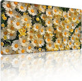 XXL Gaming Mouse Pad, Daisy Floral Design, 35.4 x 15.7 Inches, Microfiber Cloth, Rectangular, Non-Slip Rubber Base
