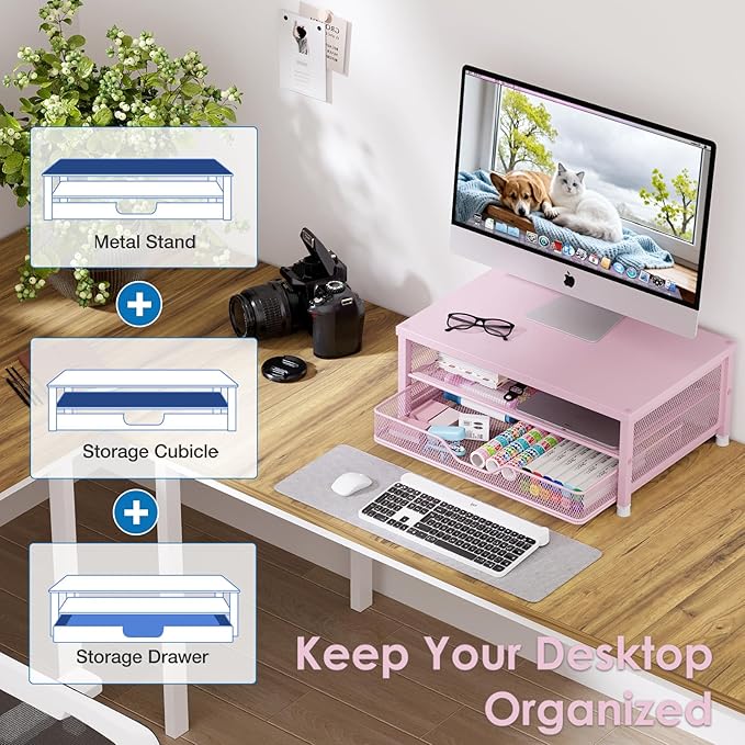 OPNICE Computer Monitor Stand Riser – Pink