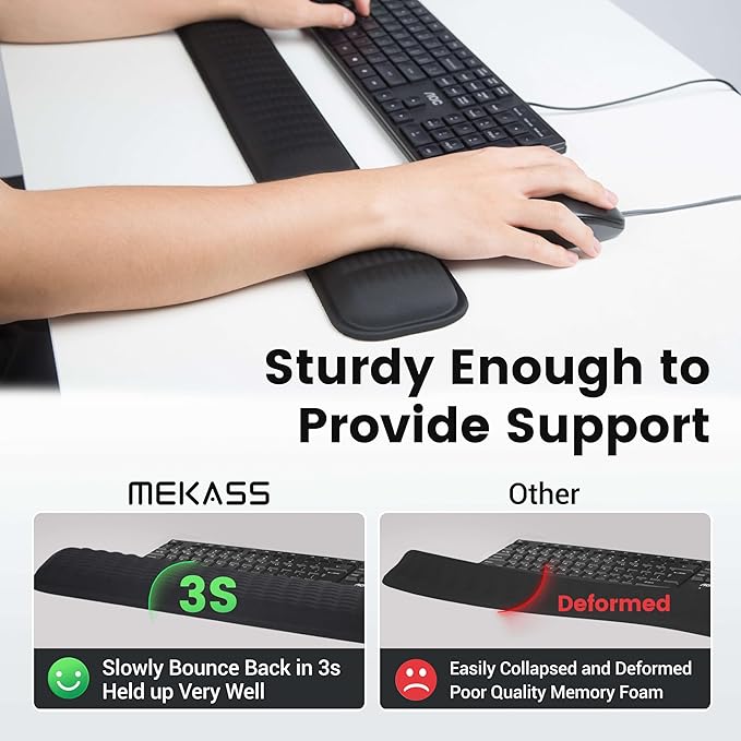 MEKASS Ergonomic Wrist Rest for Keyboard and Mouse, Soft Memory Foam Keyboard Wrist Rest Set with Non-Slip Silicone Base, Easy Typing, Comfort for Office, Work, Gaming (Blue)