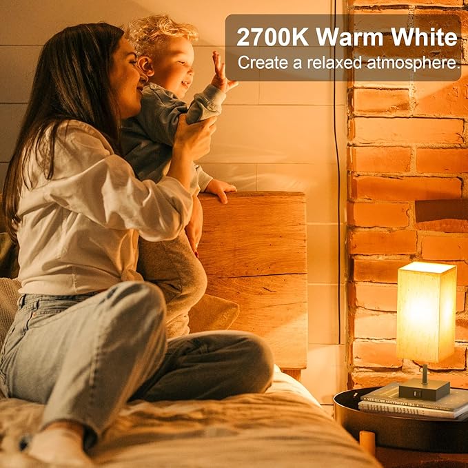 comzler Bedside Lamp, Touch Control Table Lamp for Bedroom, Small Nightstand Lamp with 3 Way Dimmable, USB-C + A Ports for Bedroom, Home Decor, Living Room, LED Bulbs Included, Upgraded Fabric Shade