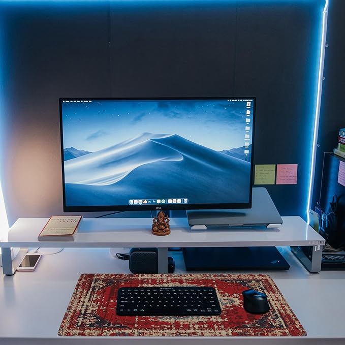 Desk Mat,Boho Carpet Style Large Gaming Mouse Pad XL,Boho Rug Desk Pad,Extended Big Computer Keyboard Mouse Pad with Non-Slip Base and Stitched Edges 31.5"x11.8"