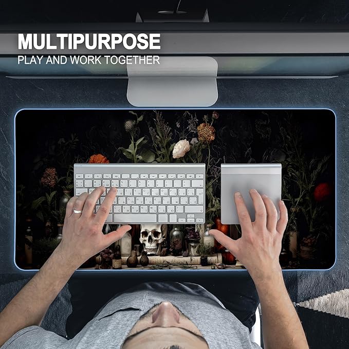 Dark Academia Desk Mat XXL Gaming Mouse Pad,Mystical Book Aesthetic Large Waterproof Non-Slip Rubber Mouse Pad with Stitched Edges Office Home Computer Desk Accessories,35.4 x 15.7 in