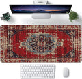 Desk Mat,Boho Carpet Style Large Gaming Mouse Pad for Desk XXL,Bohemian Rug Desk Pad,Extended Big Computer Keyboard Mouse Pad with Non-Slip Base and Stitched Edges 35.4"x15.7"