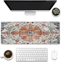 Large Gaming Mouse Pad for Desk,Boho Carpet Style Desk Mat for Desktop,Boho Rug Desk Pad, Extended Big Computer Keyboard Mouse Pad with Non-Slip Base and Stitched Edges 31.5"x11.8"