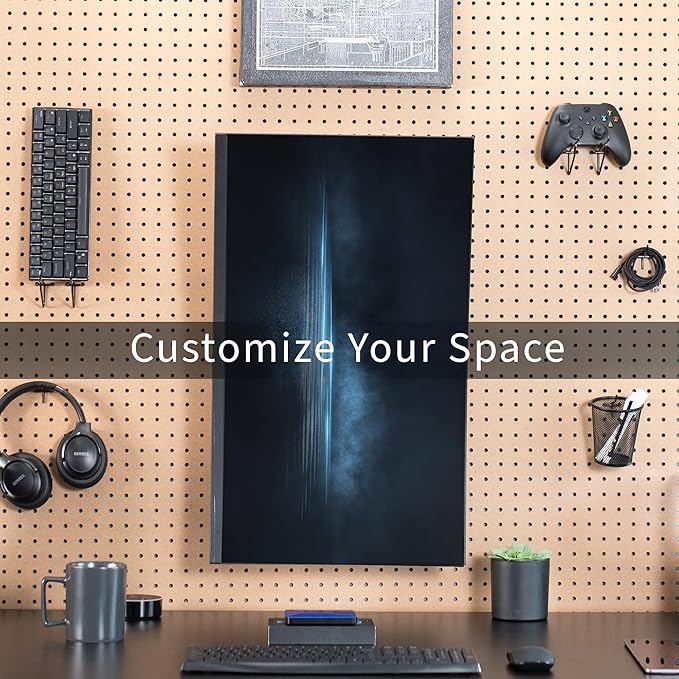 VIVO Articulating Single Monitor Pegboard Mount, Fits Screens up to 32 inches and Peg Boards up to 0.25 inches Thick with 1 inch Hole Spacing, Black, Mount-PB1