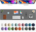 Aothia Faux Leather Desk Mat - Large Mouse Pad, Non-Slip PU Leather Blotter, Waterproof Writing Surface for Office and Home (Grey, 63" x 17")