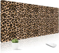 Mouse Pad Leather Desk Mat Large Keyboard Cute Office Desktop Computer Laptop XXL Long Big Aesthetic Modern Design Women Girls Gaming Gamer Oversized Wide Mousepad 31.5"x15.7", Leopard