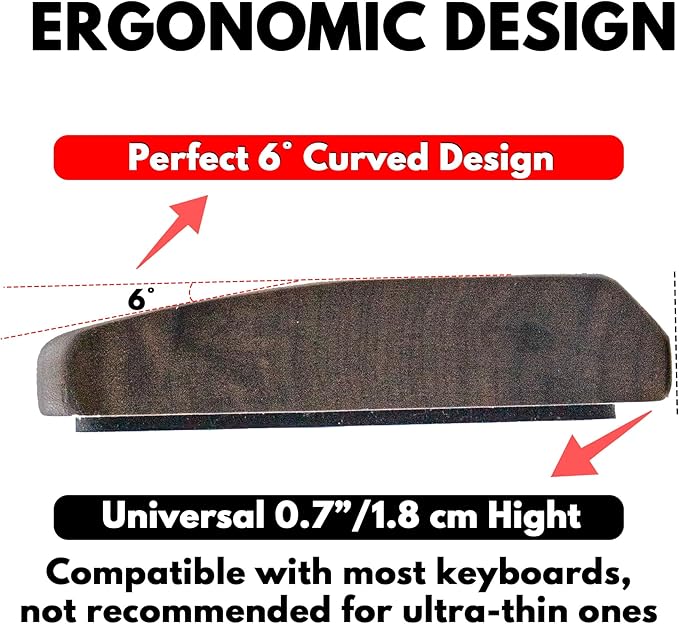 Walnut Wooden Wrist Rest Pad for 75% 80% TKL Keyboard, Ergonomic Solid Wood Hand Rest with Non-Slip Base, Stain Resistant Palm Support for Typing & Gaming (14.2“ L)