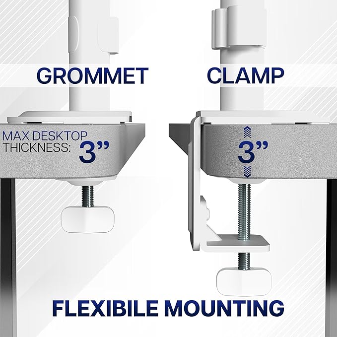 VIVO Dual Monitor Arm Extra Tall Mount for Screens up to 32 inches, Mechanical Height Adjustment, Full Articulating Heavy Duty VESA Stand with Desk C-clamp and Grommet, White, STAND-V012KW