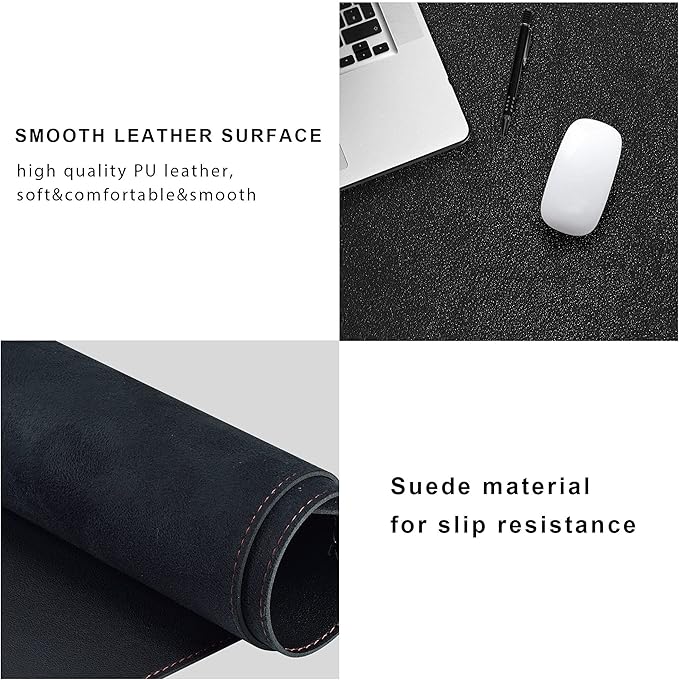 ZORESYN Large Office Desk Pad (63" x 23.6") - Waterproof PU Leather Desk Mat with Non-Slip Base, Oversized Extended Mousepad for Keyboard & Mouse, Black