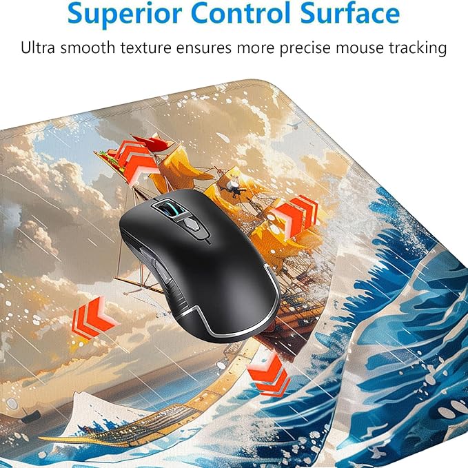 Anime Pirate Ship Desk Pad Mouse Pad The Great Wave Off Kanagawa Mouse Pad Large Mousepad Extended Laptop Keyboard Mat Gaming Desk Pad Mouse Mat Office Computer Keyboard Laptop Home 31.5"x11.8"