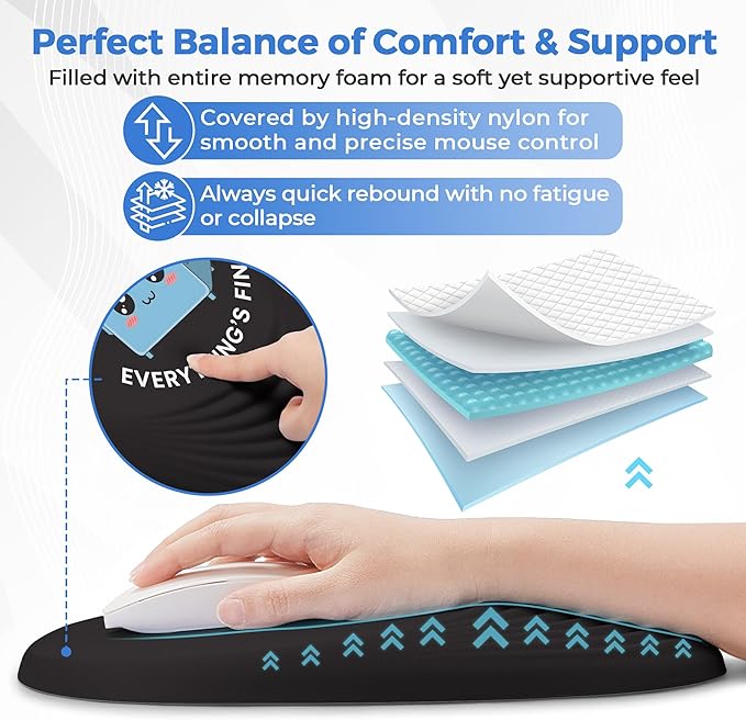 Dumpster on Fire Ergonomic Mouse Pad - Memory Foam Wrist Rest for Carpal Tunnel & Pain Relief, Non-Slip Base for Office & Gaming (12x8 Inch)