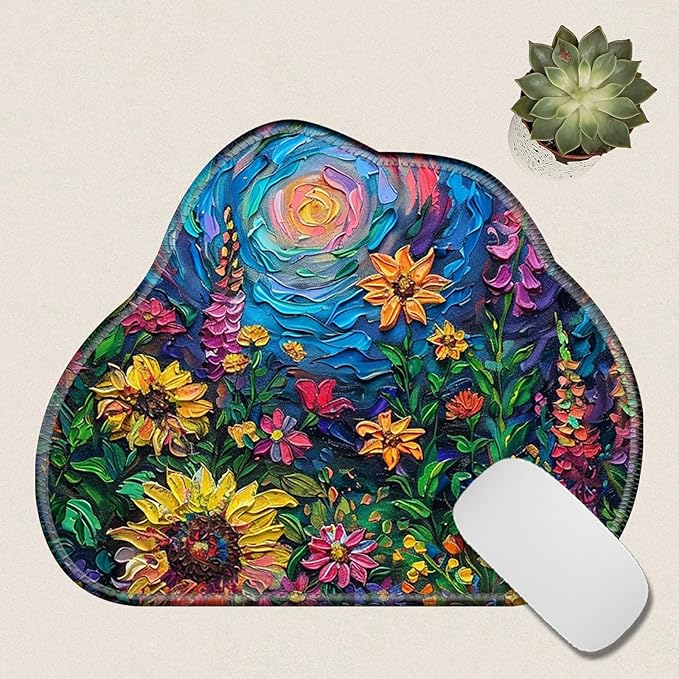 Cute Mouse Pad Plus 1 Coaster, Small Gaming Mouse Mat 11.8 x 9.45 inches, Travel Mouse Pads with Durable Stitched Edges Non-Slip Base, Vibrant Watercolor Flowers Decor Mousepad for Office Home