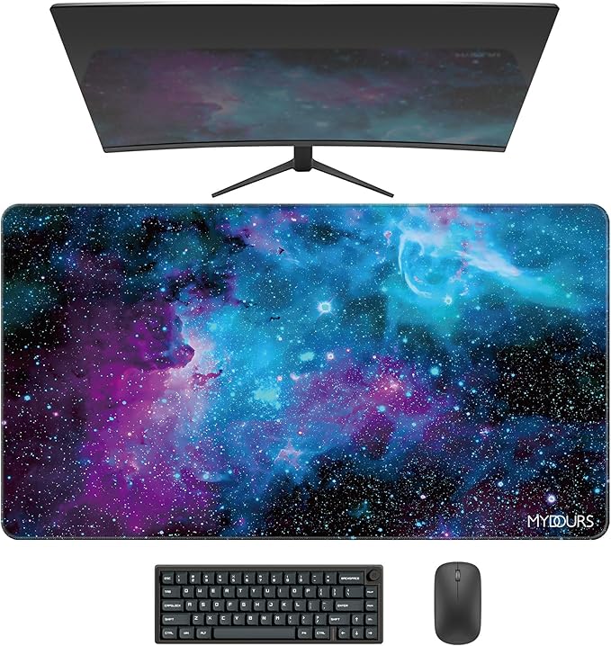 Mydours 36"x20" Large Gaming Mouse Pad - Mouse Pad with Non-Slip Rubber & Fabric Surface - Large Desk Mat for Computer Office Home Working - XL Desk Protector Pad (Universe)