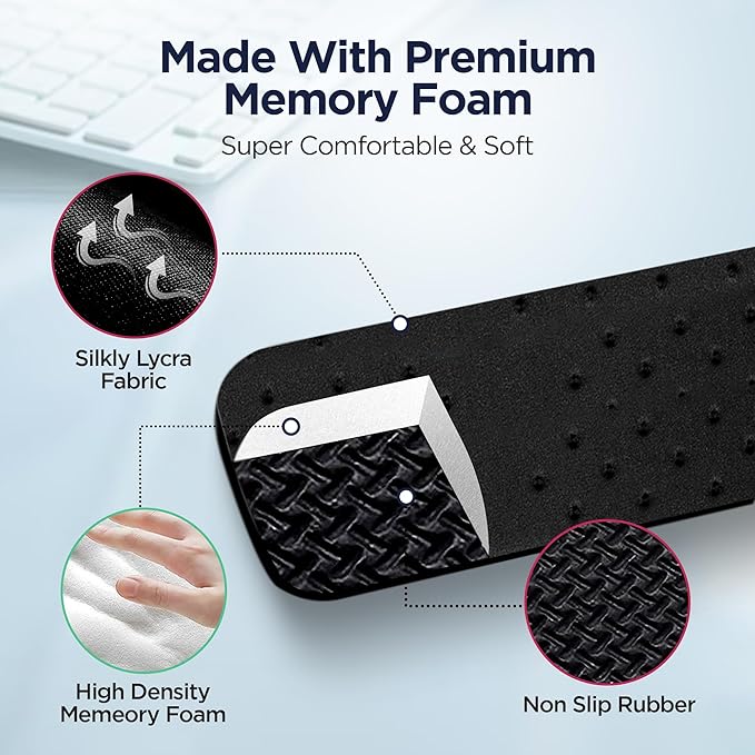 EdgeRest Mini PostureUp L-Shaped Desk Long Wrist Rest Elbow, Forearm & Wrist Comfort Support for Table or Desk Edge, Non-Slip, Memory Foam Padding, Ergonomic Design for Work, Universal Fit, Black
