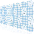 L-SPOUTTO Blue Mouse Pad,Checkered Floral Desk Mat XXL Large Scalloped Gaming Mousepad,35.4x15.7in Non-Slip Rubber Base Keyboard Pad Desktop Mat for Laptop Computer Game Home Office-Checkered Flowers