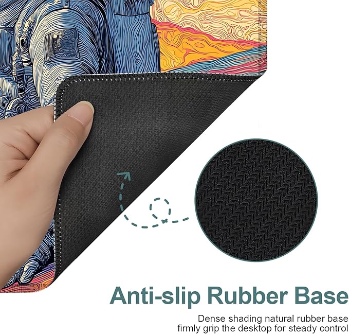 Astronaut Extended Gaming Mouse Pad 31.5x11.8inches Large Desk Mat Anti-Slip Rubber Base & Durable Stitched Edges for Gamers Smooth Mouse Writing Surface for Desk Office/Home