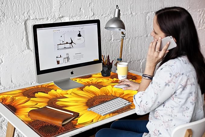 Gaming Mouse Pad 48 x 24 Giant Desk Mat XXXL Mousepad Extra Large Desk Pad Sunflower Full Huge Computer Mat for Protector Desktop Wireless Women