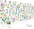 Mouse Pad Leather Desk Mat Large Keyboard Cute Office Desktop Computer Laptop XXL Long Big Aesthetic Modern Design Women Girls Gaming Gamer Oversized Wide Mousepad 31.5"x15.7", White Floral