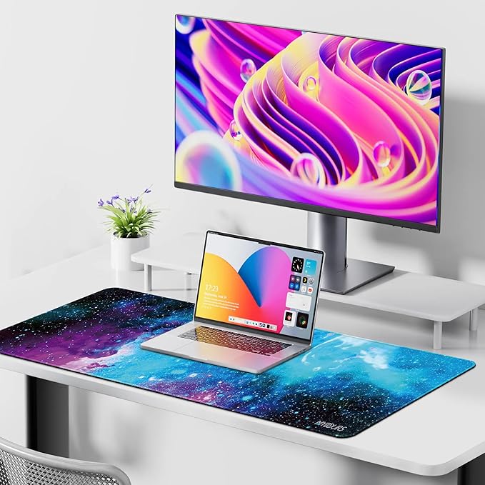 Mydours 40” x 16” XL Gaming Mouse Pad, Large Mouse Pad with Non-Slip Rubber Base & Smooth Lycra Fabric, Desk Mat for PC Gaming, Home Office, Desk Pad for Keyboard & Computer Accessories (Universe)