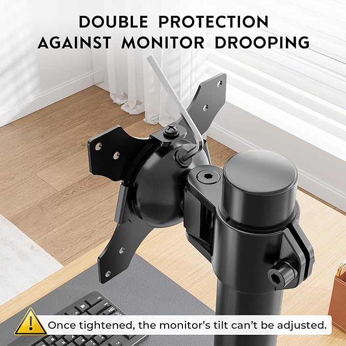 BONTEC Vertical Dual Monitor Desk Mount, Supports 13-34 Inch Screens, Full Motion Adjustability, VESA 75x75/100x100mm, Up to 22lbs per Arm, C Clamp and Grommet Mounting Options, Cable Management