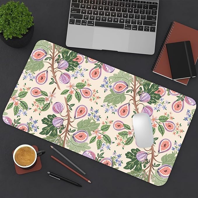 Desk Mat Large Protector Pad 23.6" ×11.8", Non-Slip PU Leather Desk Blotter, Waterproof Mouse Pad for Office Home Figs