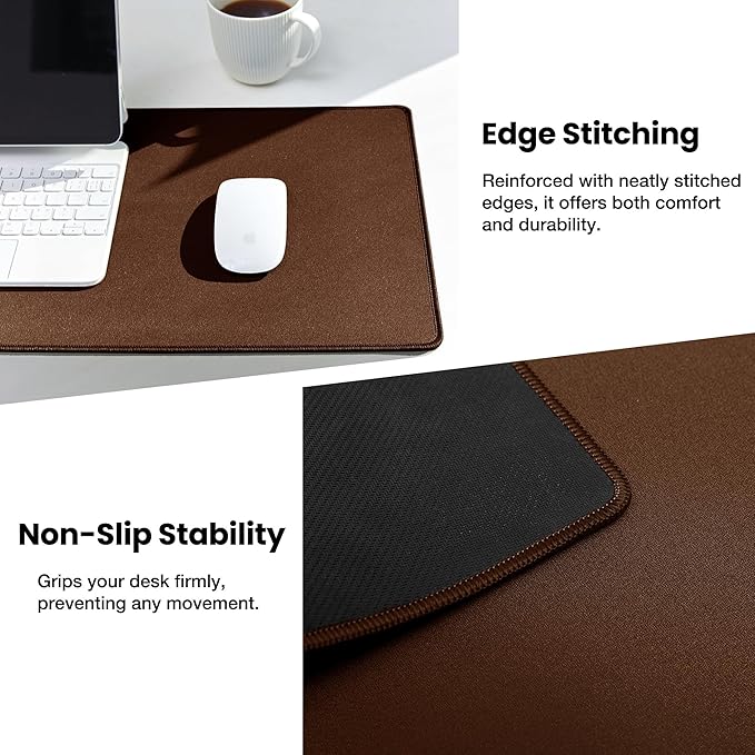 ALOANES Waterproof Mouse Pad with Durable Stitched Edge, Large Gaming Keyboard Pad, Non-Slip Rubber Base Mouse Mat, Extended Desk pad for Gamer, Office & Home, Brown Mousepad 27.6"x11.8"x0.12"