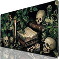 Gothic Botanical Desk Pad, Library Skull Large Gaming Mouse Pad, XXL Desk Mat Anti-Slip Waterproof Big Mousepad with Stitched Edges, Keyboard Mouse Mat for PC, Laptop, Work, Office, Home