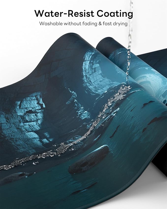 XL Gaming Mouse Pad, 31.5x15.7'' Large Desk Mat with Anti-Slip Rubber Base & Stitched Edges for Gaming, Office, Home, Dark Tunnel
